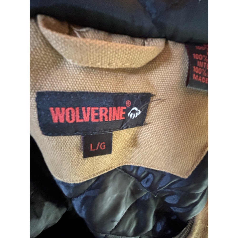 Wolverine Men's L Jaxson Canvas Work Jacket Hooded Quilted Lining Brown -[A1] - Picture 11 of 12